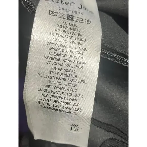 Sister Jane Black Jacquard Puff Sleeve Mini Dress M - Picture 8 of 8